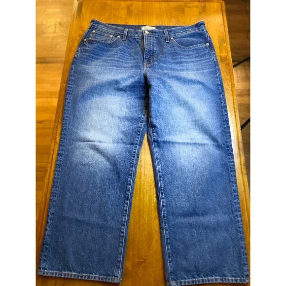 Madewell Low Slung Straight Jeans Button Fly Medium Wash Denim 32P - Picture 3 of 14